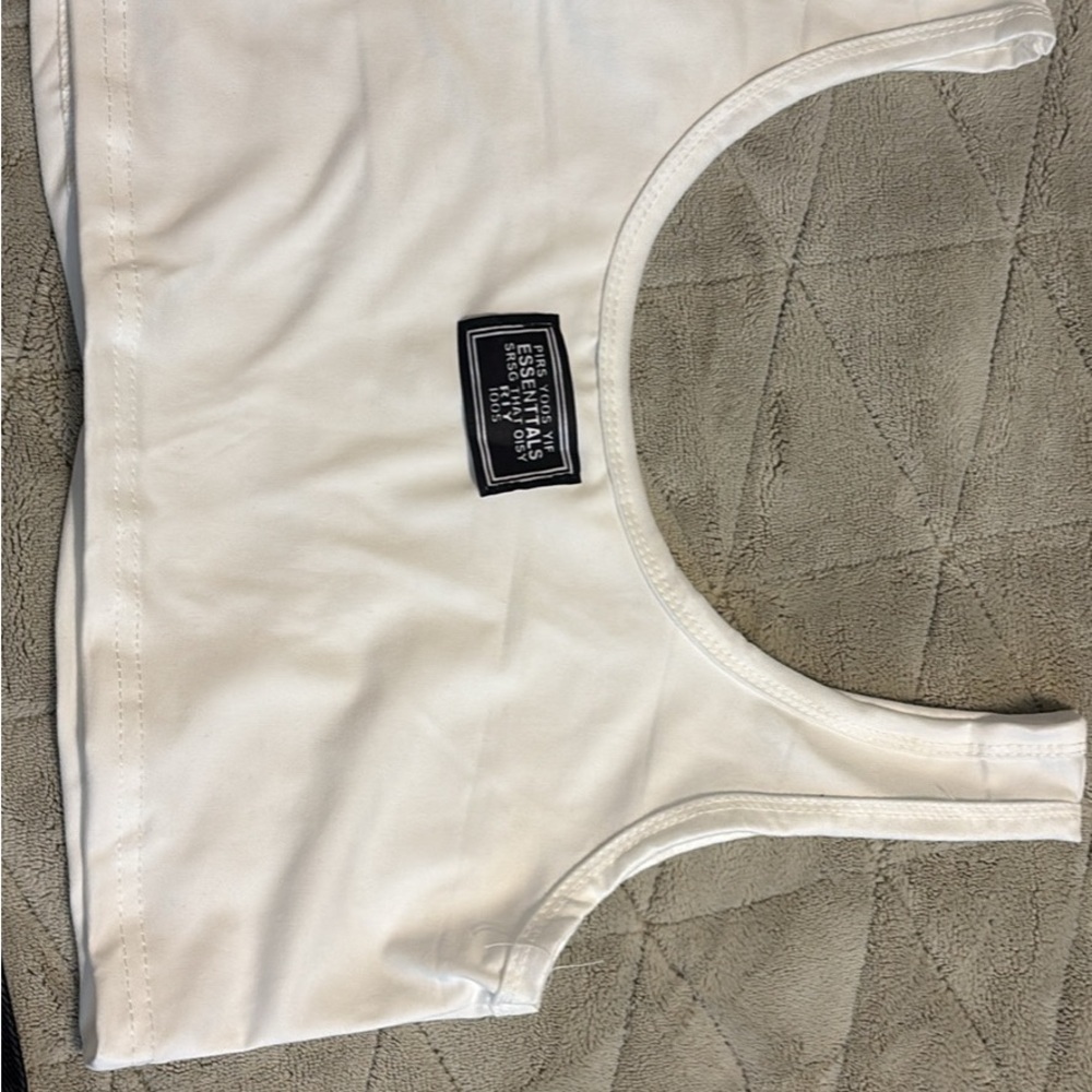 Essentials White Crop Tank  Top